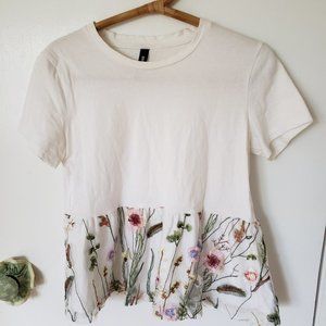 Design Lab Floral Peplum Tee
